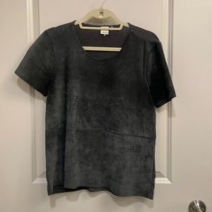 Ecru Suede and Knit top